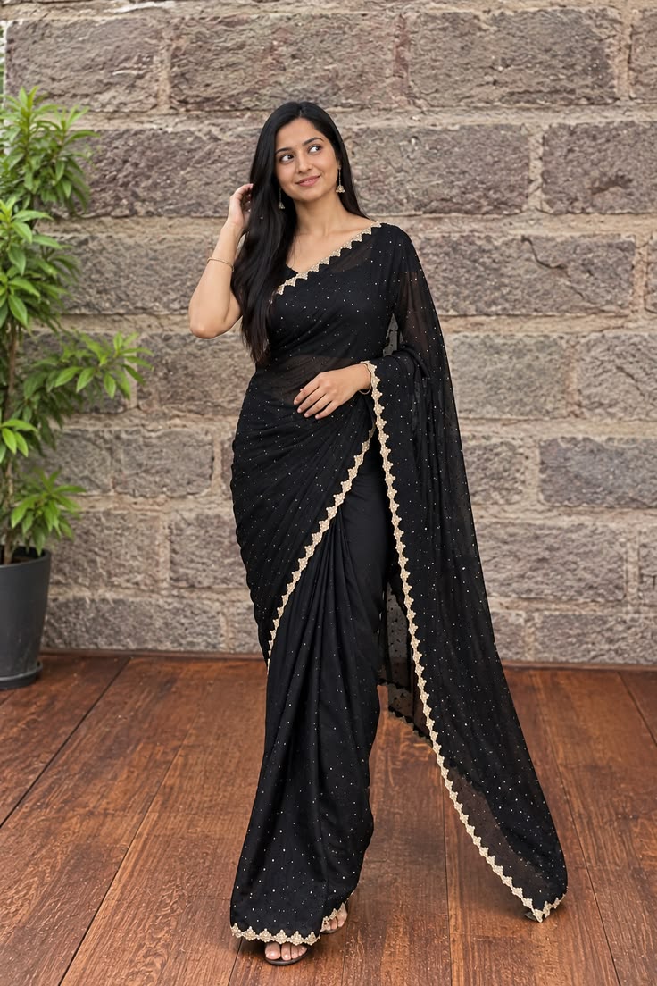Black Designer Fancy Saree